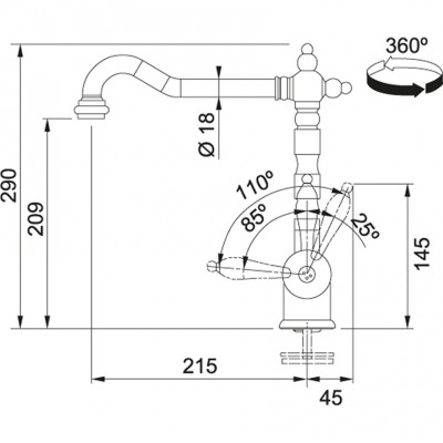 Franke Particolare Old England klassieke Keukenkraan chroom 115.0060.360