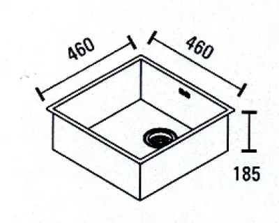 ABK Baronga grote vierkante rvs spoelbak 46x46 cm vlakinbouw onderbouw en opbouw BAR46FVI