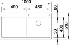 Blanco spoelbak Claron 5 S-IF trekknop links vlakinbouw RVS 521626