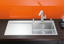 Blanco spoelbak Claron 5 S-IF trekknop links vlakinbouw RVS 521626