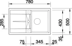 Blanco spoelbak Metra 45 S manueel opbouw wit 513187