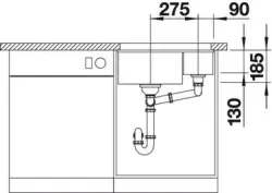 Blanco spoelbak Subline 350/150-U onderbouw kristalwit 523741