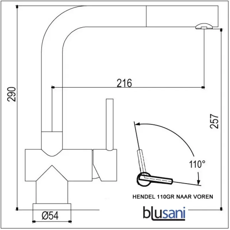 Blusani Keukenkraan Fuse Uittrekbare uitloop volledig RVS NK0912
