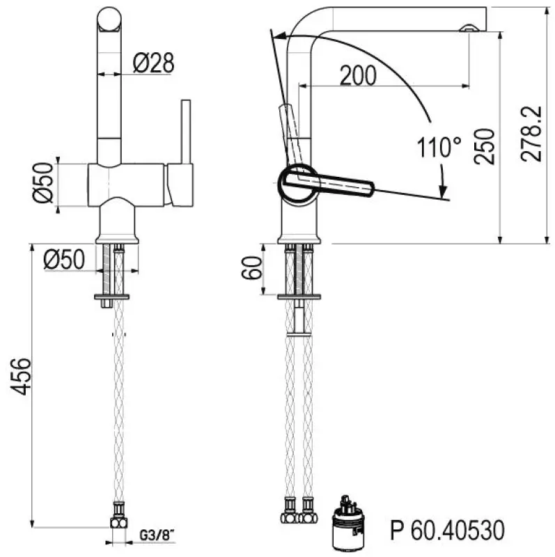 Blusani Keukenkraan Techno Inox-look BS3329