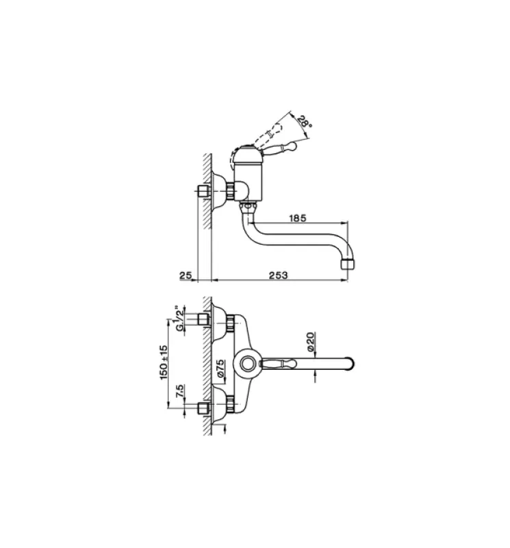 Cisal Arcana Royal Nostalgische wandkraan RVS AY0004002A