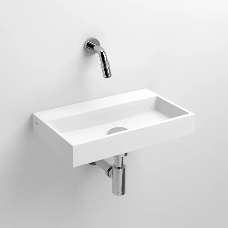 Clou Mini Wash Me fontein met voorbewerkt kraangat zonder plug solid surface