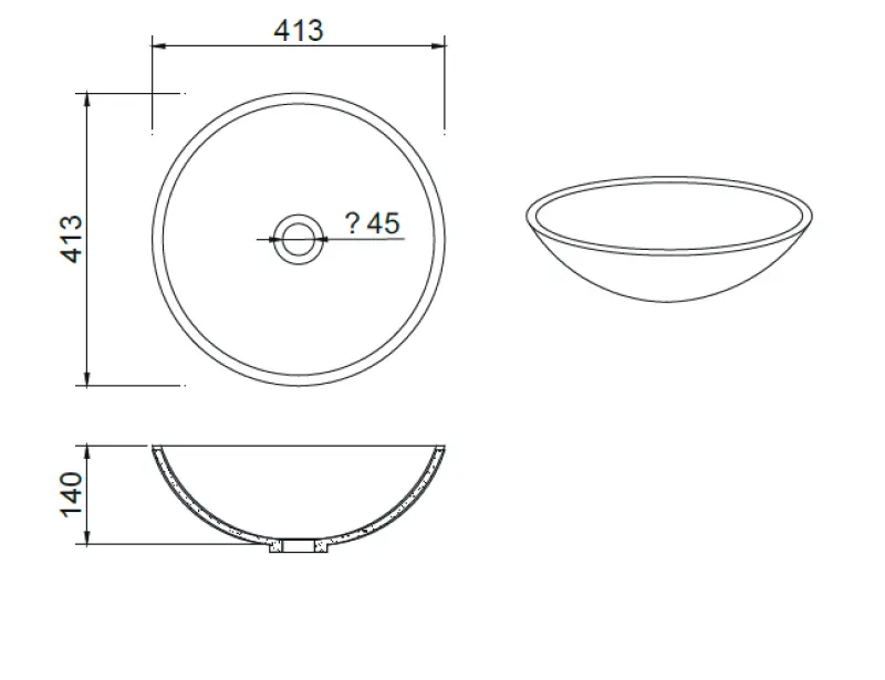 Solid-S Pure opbouwwastafel kom rond mat wit B41xH14cm zonder overloop exclusief solid surface plug 1208775652