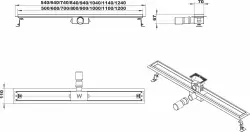 Design tegeldrain douchegoot volledig RVS met rvs flens en tegel te verwerken 70cm 1208790212