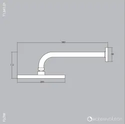 Waterevolution Flow hoofddouche 200mm met muuraansluiting volledig RVS  T1641IE