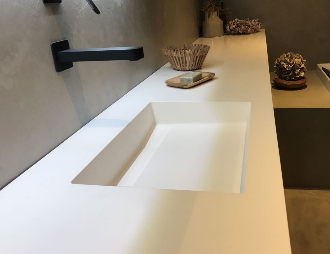 SolidS Trend solid surface wastafel 200x50x10cm mat wit 2 wasbakken 1208911282