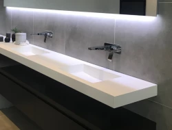 Solid-S Trend solid surface wastafel 180x45x10cm mat wit - 2 wasbakken 1208911622