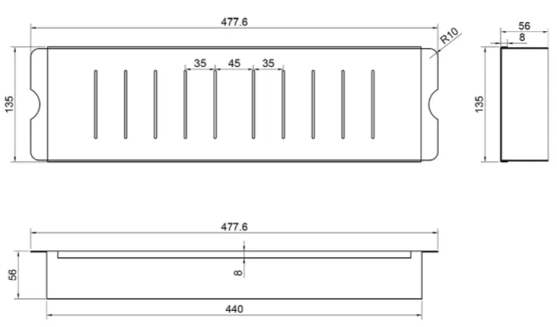 Caressi CACSD46 zwart 44cm inzetbak restenbak RVS 1208920600