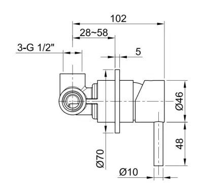 OUTLET Rubio Inox inbouw mengkraan volledig RVS in PVD Geborsteld goud 1208920736 Laatste Product