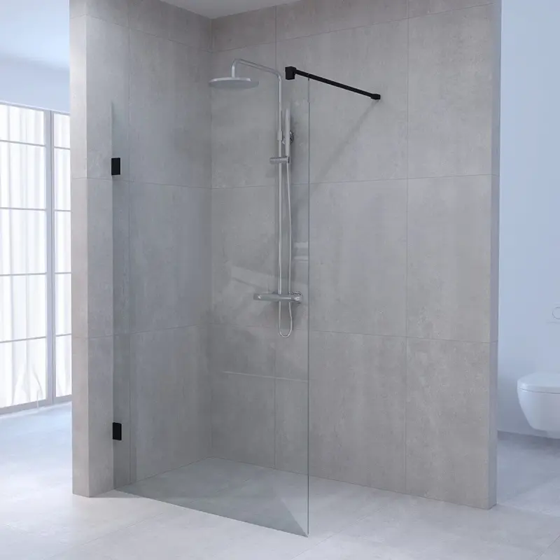 Aquadesign Minimal Inloopdouche profielloos 80x200 cm helder glas - zwart beslag
