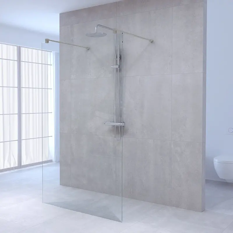 Aquadesign Minimal Doorloopdouche profielloos 100x200 cm helder glas - geborsteld rvs beslag