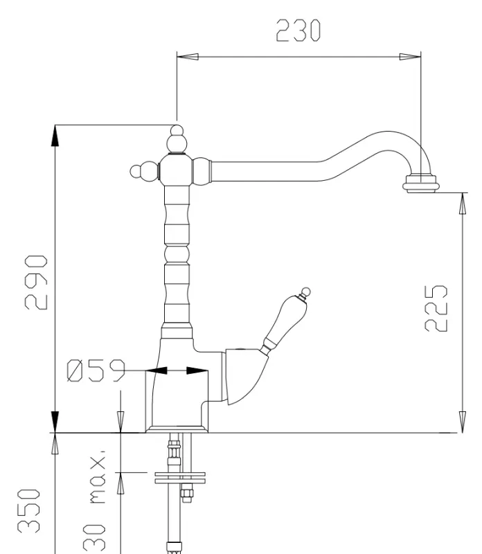 DEMM Nostalgische keukenkraan met draaibare uitloop Brons klassiek 1208947363