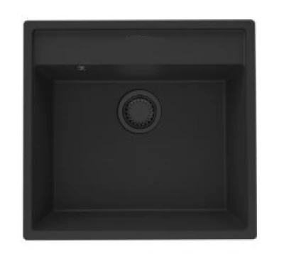 GraniteMy Bremen granieten spoelbak 53x50 cm zwart opbouw onderbouw en vlakinbouw met kraangatbank 1208952256