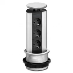 EVOline Port 3 Verzinkbare contactdoos penaarde witte deksel