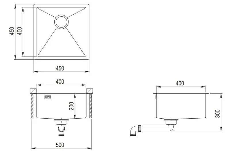 Ausmann Mosel RVS spoelbak antraciet kleur PVD Gun Metal 40x40 onderbouw vlakbouw en opbouw 067106