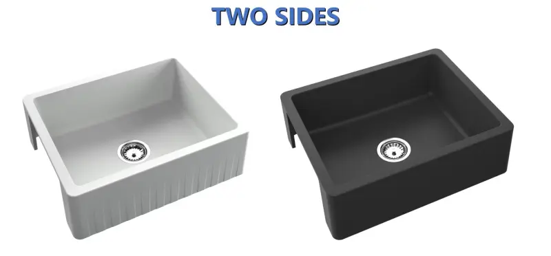 GraniteMy Tradition landelijke gootsteen 2 zijde granieten spoelbak 60x48 cm wit Farmhouse onderbouw 1208953017