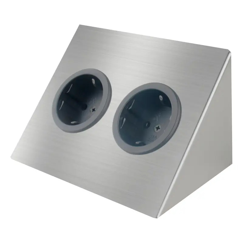 Indux Corner Еnergiezuil horizontaal te plaatsen met 2 Stopcontacten Randaarde RVS 1208953211