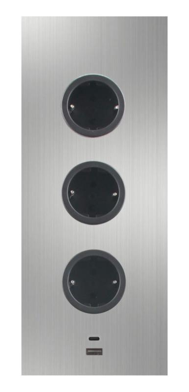 Indux Corner Еnergiezuil met 3 stopcontacten Randaarde en Dubbele USB-A&C-lader RVS 1208953216