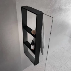 Design Bath douchenis met 3 vakken doucherek en handdoekhaak RVS-look voor over douchewand 1208953291