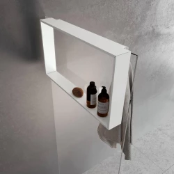 Design Bath douchenis doucherek en handdoekhaak mat wit voor over douchewand 12089532936