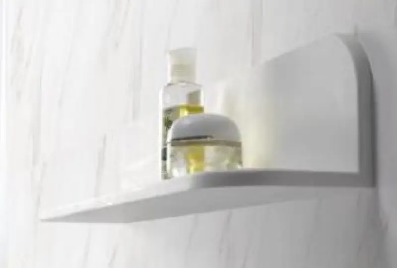 Solid-S Planchet plank mat wit douchekorf 120x12cm solid surface incl. blinde bevestiging 1208953449