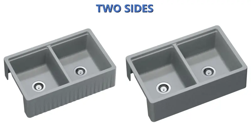 GraniteMy Tradition landelijke dubbele gootsteen 2 zijde granieten spoelbak 80x50cm wit opbouw onderbouw en vlakbouw 1208953698