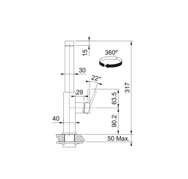 Franke massief rvs Keukenkraan Mythos met draaibare uitloop inox 115.0547.852