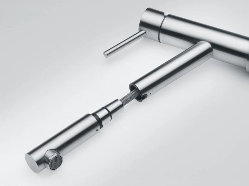 Franke Orbit massief rvs lage Keukenkraan met uittrekbare uitloop inox 115.0569.461