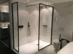 Flavio Border inloopdouche 50x210 cm helder glas - Geborsteld Messing kader