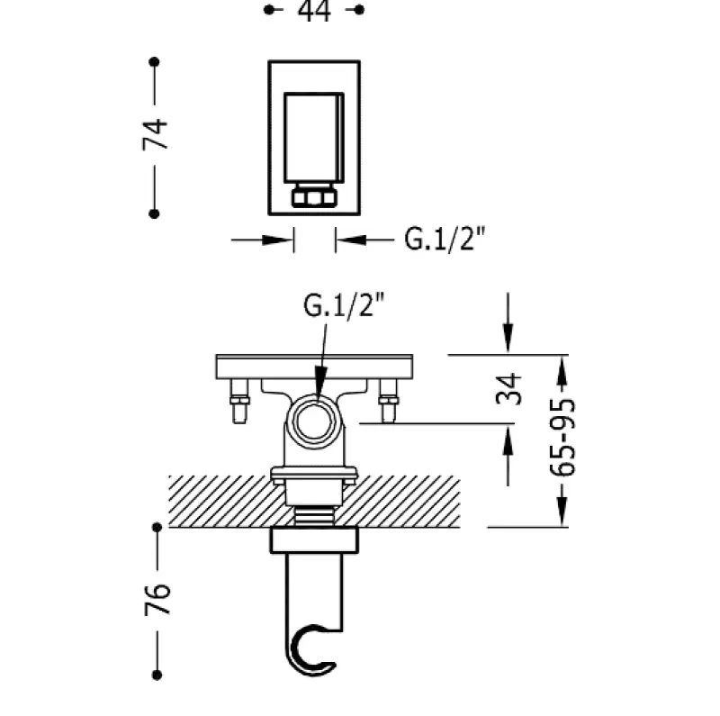 OUTLET Tres Block System wandaansluiting met handdouche houder rond chroom