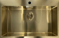 OUTLET Beschadigd! Ausmann Weser RVS PVD Gold 79x51 met kraangat onderbouw , opbouw en vlakinbouw 1208954936