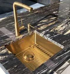 Lorreine spoelbak bodemrek PVD gold gouden gootsteen rek 50x40cm 1208955091