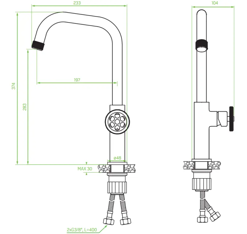 Aquadesign Industrial Wheel keukenmengkraan mat zwart