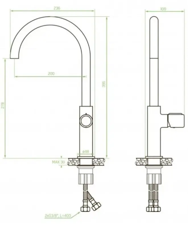 Aquadesign Industrial Round keukenmengkraan mat zwart