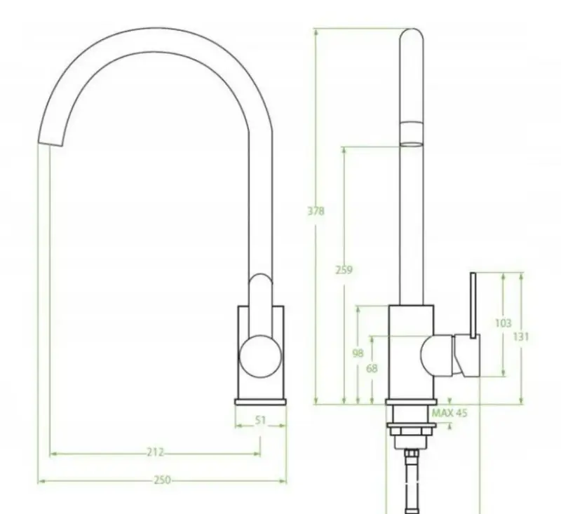Aquadesign Caen Round keukenmengkraan RVS