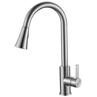 Aquadesign Caen Round keukenmengkraan RVS met uittrekbare kraanuitloop
