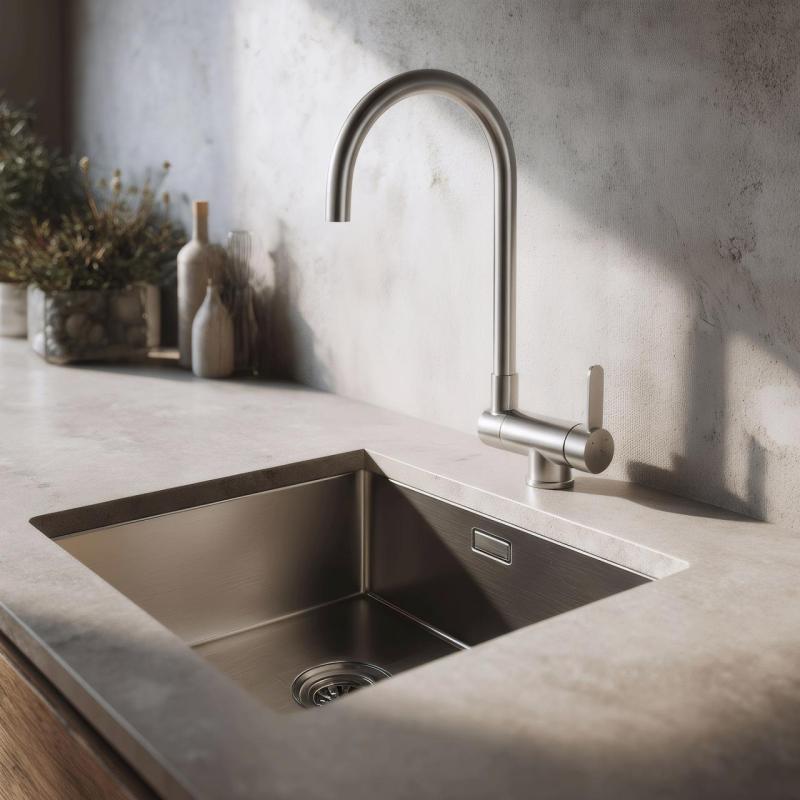 Aquadesign Caen Round keukenmengkraan RVS neerklapbaar