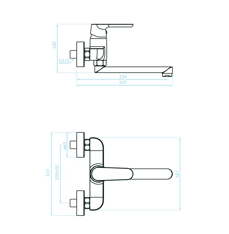 Aquadesign Tours muurkraan mat wit