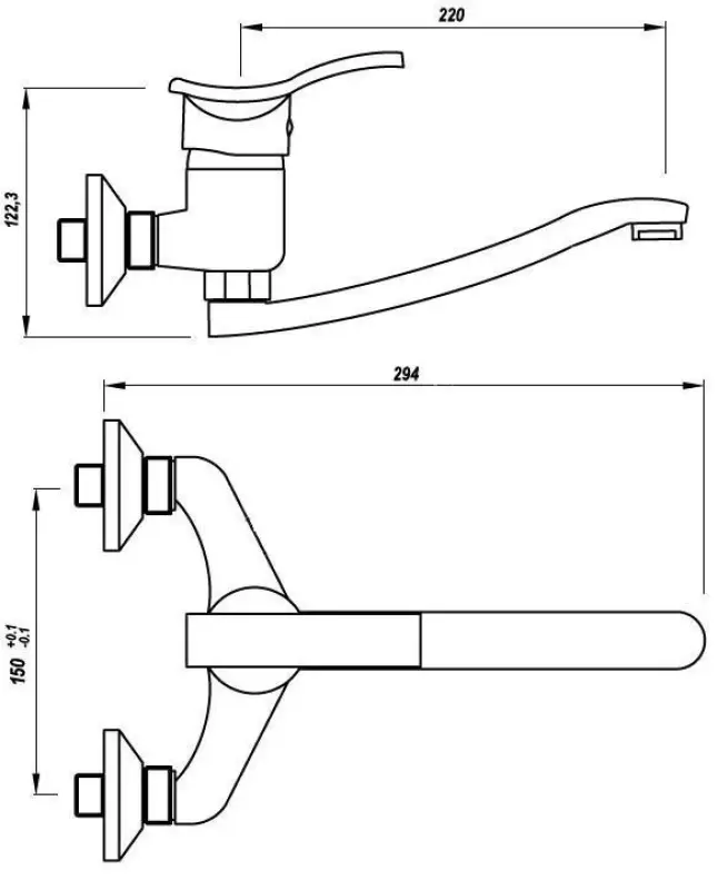 Aquadesign Sens eenhendel keuken muurkraan chroom