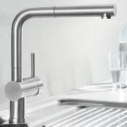 Blanco Linus-S Keukenkraan mat zwart met uittrekbare uitloop 525807