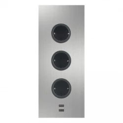 Indux Energiezuil 3ST29 met 3 stopcontacten en 2 usb aansluitingen RVS met Penaarde