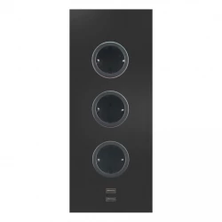 Indux Energiezuil 3ST29 met 3 stopcontacten en 2 usb aansluitingen Zwart met Penaarde
