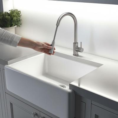 Quadri Leeds keukenmengkraan met uittrekbare douche met 2 standen geborsteld staal 1208955909