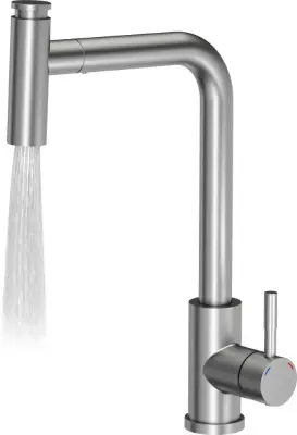 Quadri Cardiff keukenmengkraan met uittrekbare douche met 2 straalsoorten RVS 1208955914