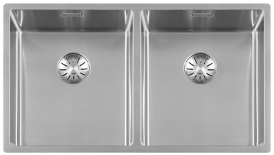OUTLET Flens gebogen! Lorreine Superplug  rvs dubbele spoelbak 3434 cm onderbouw  1208955942