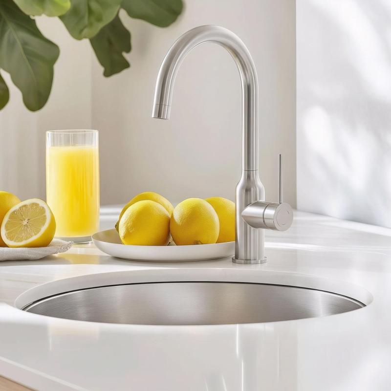 Quadri Stamford keukenmengkraan chroom met draaibare ronde uitloop 1208956110